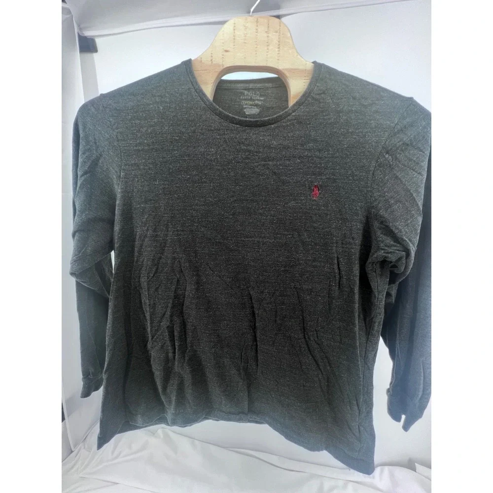 Polo Ralph Lauren Mens Custom Slim Fit Long Sleeve‎ T-Shirt Charcoal Grey XL